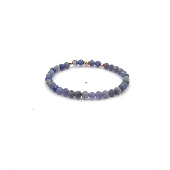 Natural Tanzanite Gemstones Mini 4mm Micro Faceted 18K Gold Charm Beads - Picture 4 of 5